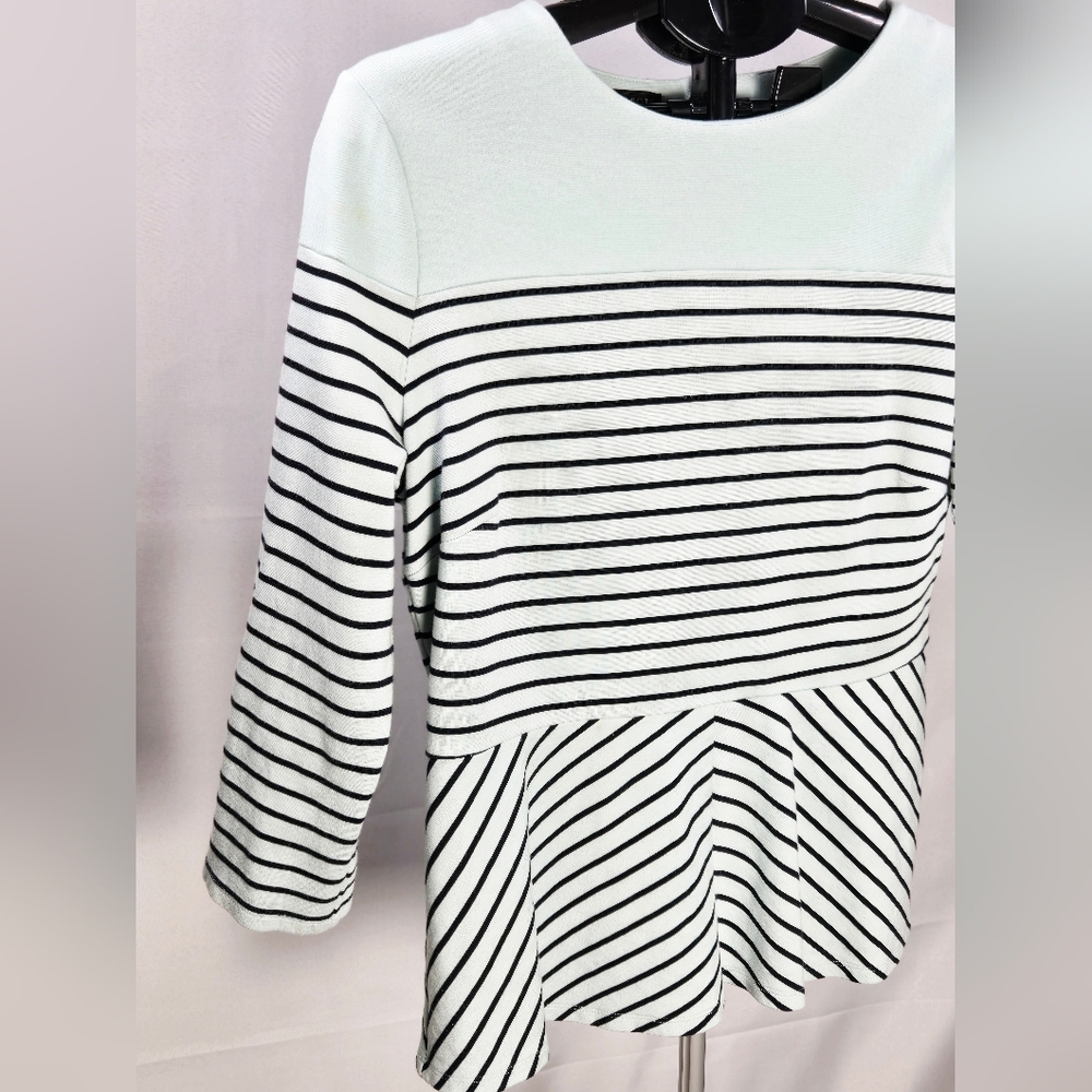 Talbots Striped Elevated Basic Preppy Peplum Top,… - image 2